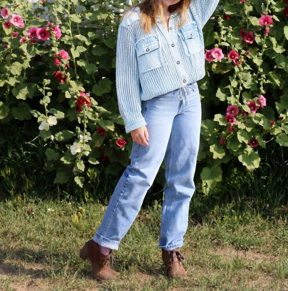 NEW POL textured cotton hoodie in baby blue